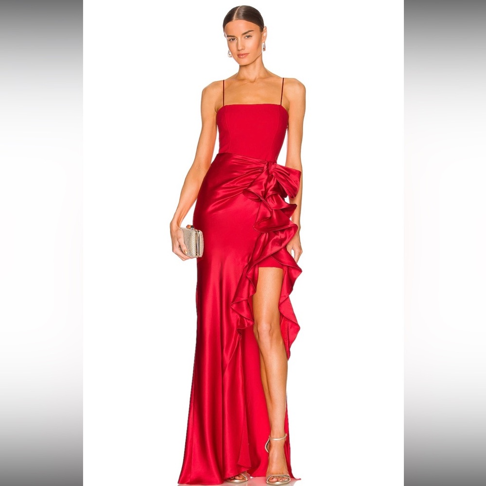 Cinq a Sept Drina Sleeveless Gown in “Pimento Red”